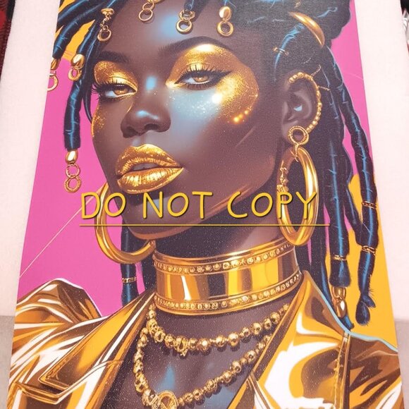 African American Queen w/ Dreadlocks & Gold-GOLDEN SOVEREIGN Artwork - 11"x17" - Picture 6 of 10